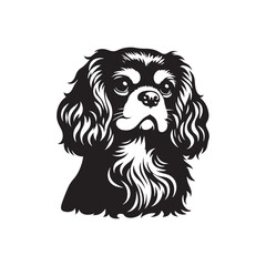 Minimalist Cavalier King Charles Spaniel Silhouette - Cavalier King Charles Spaniel Vector - Dog Illustration.