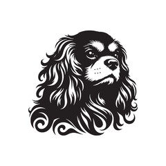 Minimalist Cavalier King Charles Spaniel Silhouette - Cavalier King Charles Spaniel Vector - Dog Illustration.
