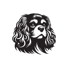 Minimalist Cavalier King Charles Spaniel Silhouette - Cavalier King Charles Spaniel Vector - Dog Illustration.