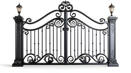 Ornate Black Metal Gate with Forged Decorative Elements