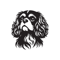 Minimalist Cavalier King Charles Spaniel Silhouette - Cavalier King Charles Spaniel Vector - Dog Illustration.