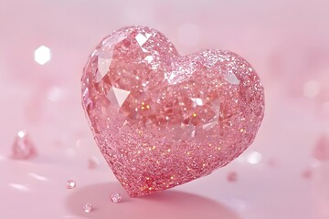 Obraz premium pink heart Diamond atmospheric lighting background,generation AI