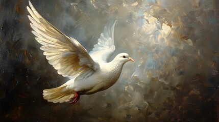 The dove as a sign of Gods presence in times. AI generated