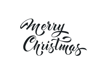 Merry Christmas and Happy New Year hand lettering calligraphy. Vector holiday illustration element. Typographic element for congratulations.