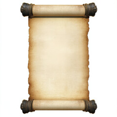 vintage parchment scroll with ornate ends, perfect for invitations or announcements. aged texture adds classic touch to any design