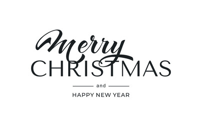 Merry Christmas and Happy New Year hand lettering calligraphy. Vector holiday illustration element. Typographic element for congratulations.