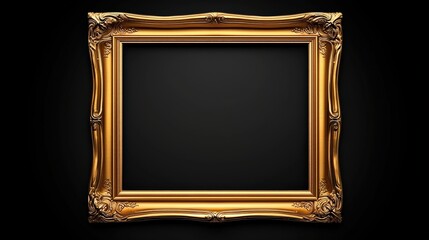 Elegant Gold Frame Ornate Border Luxury Picture Frame Empty Art Decor Gallery Mockup High