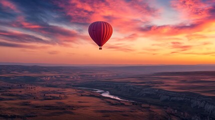 Obraz premium Hot Air Balloon Sunset Landscape