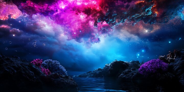 Hintergrund - Galaxie, All, lila dunkel, blau