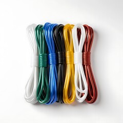 Set of tools products differents solid color Bungee Cords transparent or white background image 