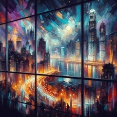 Abstract Expressionist Window Art An abstract expressionist pain