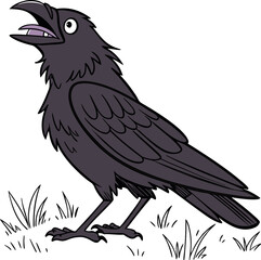 Fototapeta premium Beautiful cartoon crow Icon on white background