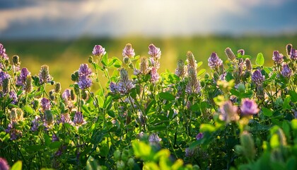 hop alfalfa medicago lupulina blooms in the meadow