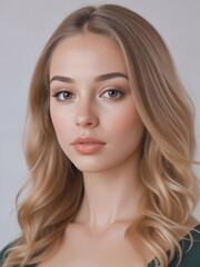 Naklejka premium Elegant Young Woman with Beautiful Blondes Hair