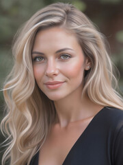 Fototapeta premium Beautiful woman with flowing blonde hair outdoors
