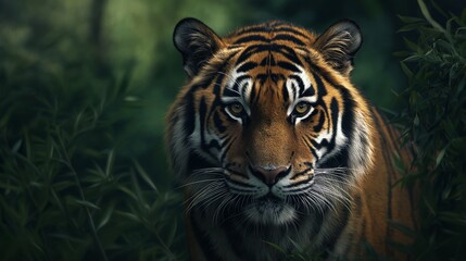 Fototapeta premium A proud Siberian tiger. Tiger in the bush