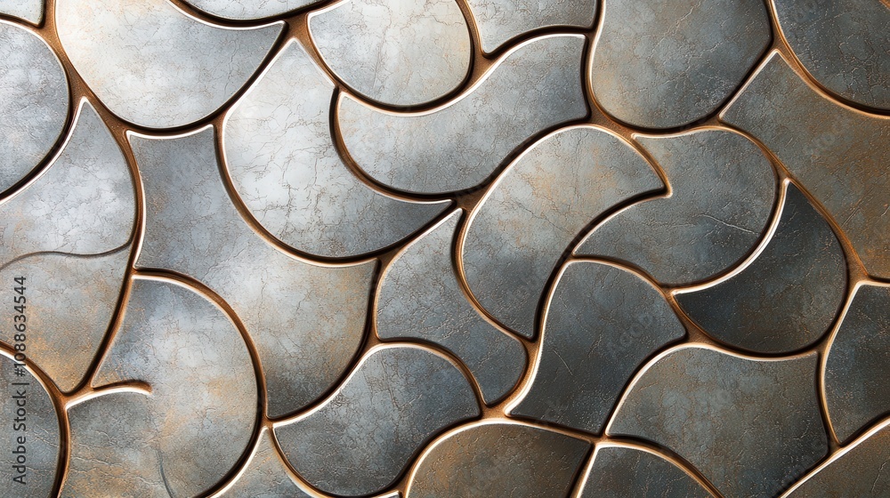 Poster tessellation patterns are created by repeating shapes that fit together perfectly without gaps.
