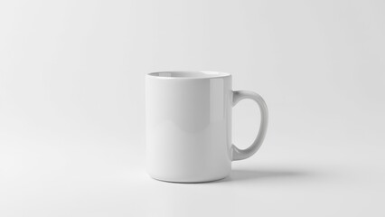 A professional mug with glossy surface mockup highlighting its classic design on a clean backdrop.