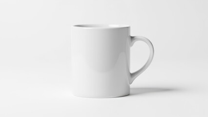 Fototapeta premium A modern glossy white ceramic mug mockup featuring a smooth surface, perfect for logo or design presentations.