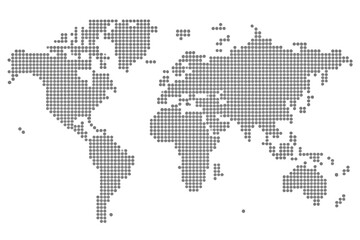 Dotted world map. Grey vector illustration. World map vector, isolated on white background. Suitable for web site pattern, anual report, inphographics. Globe similar worldmap icon. Travel worldwide