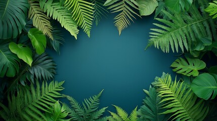 Summer tropical background, fern leaves.
