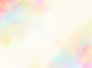 レインボー水彩フレーム アイボリー 背景 にじみ 優しい かわいい 虹色