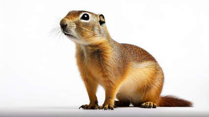 Obraz premium Marmot sits on a white background.