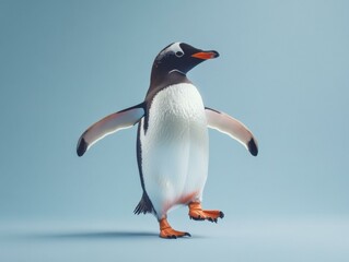 Naklejka premium A penguin takes a stroll. AI.