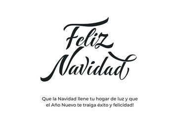 Feliz Navidad spanish Merry Christmas Modern calligraphy lettering on sticker for season greetings. Vector background