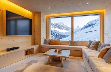 A modern living room with white walls