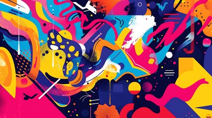 A colorful poster design for a music festival, incorporating playful typography and vibrant graphics to capture the event's energy. 32k, full ultra HD, high resolution