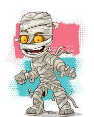 Cartoon Scary Mummy with Yellow Eyes