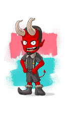 Cartoon Young Devil in Grey Shorts-01