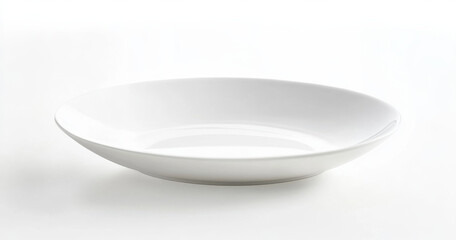 sleek, modern white plate with smooth surface, perfect for serving meals or displaying food. Its elegant design enhances any dining experience