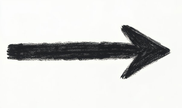 bold black arrow drawn with chalk on white background, indicating direction and movement. Perfect for design and signage