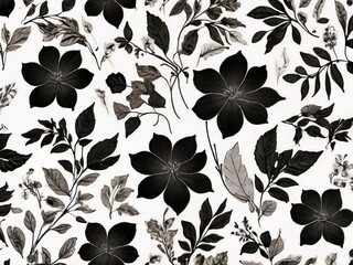 Obraz premium black and white pattern ornament, art, texture, leaves, Ai generated 
