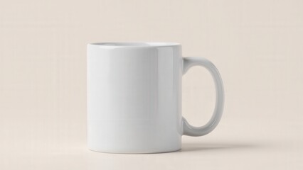 A realistic ceramic mug mockup featuring a blank surface with the handle on the right, perfect for branding or custom designs.