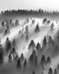 Wandcirkels Mistig bos Misty Finnish Forest: Capturing the Serenity of Nature  © Stefano
