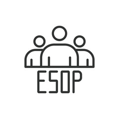 ESOP, icon in line design. ESOP, employee, ownership, plan, stock, equity, benefits on white background vector. ESOP editable stroke icon