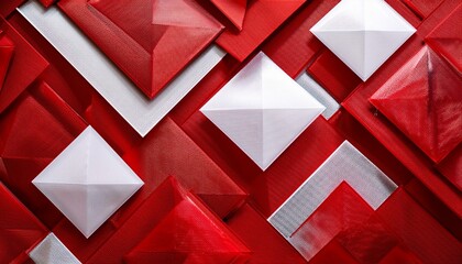 幾何学模様が重なっている赤くてモダンで抽象的な背景画像。（A red modern abstract background image with overlapping geometric patterns.）
