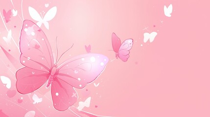 Romantic Pink Butterfly Wallpaper: Dreamy, Cute, and Serene Design with Heart-Shaped Wings for a Calm, Aesthetic Mobile Background