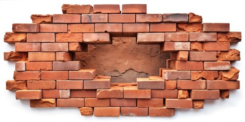 Obraz premium Detailed Grunge Brick Wall Frame Border - Stylish Background for Graphic Design, Posters Backdrops, and Creative Project with Copy space, Isolated on a White Background