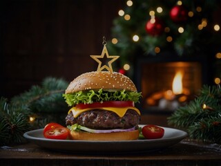 Christmas tree with a burger