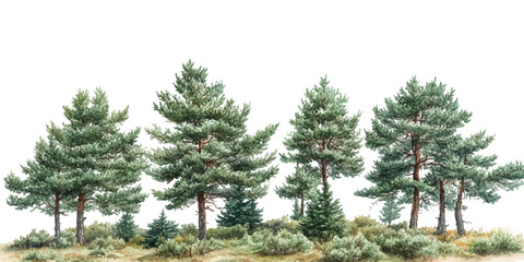 Fototapeta premium Pine tree, watercolor illustration on a white background