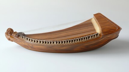 Elegant wooden psaltery string instrument showcasing craftsmanship and musical heritage