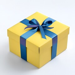 Fototapeta premium yellow and blue color presents, gift, box, generation AI