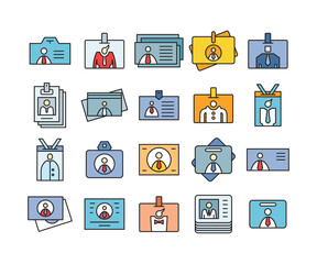 business id card badge icons set