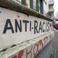 crossed out inscription racism concept stop racism, discrimination, racial problems