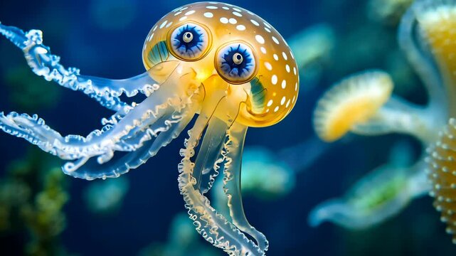 Graceful bigfin reef squid swimming elegantly in an aquarium environment
