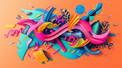 A vibrant poster design for a music festival, incorporating playful typography and vibrant graphics to capture the event's energy. 32k, full ultra HD, high resolution © Nosheen
